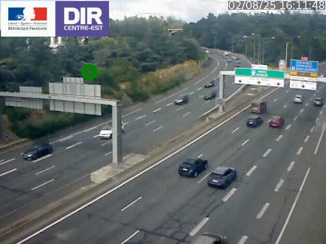 Caméra de circulation routière sur le boulevard périphérique Laurent Bonnevay de Lyon (D383) à hauteur de Bron, avant la jonction avec l'A43. Vue orientée vers l'échangeur