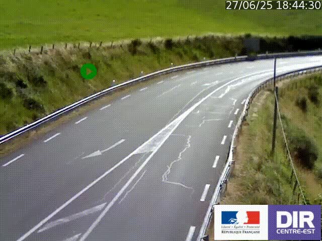 Webcam sur le col Pin Bouchain, vue orientée vers Roanne, en provenance de Lyon sur la nationale 7 (N7)