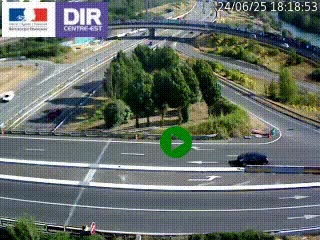Webcam traffic à Grenoble-sud sur l'autoroute A480. Vue orientée vers l'entrée et la sortie de Grenoble