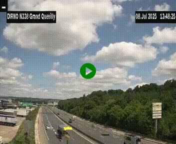 Webcam routière sur N338 à hauteur de Grand-Quevilly en périphérie de Rouen. Vue orientée vers Rouen