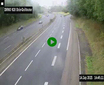 Webcam routière à hauteur de Bois-Guillaume en périphérie de Rouen. Vue orientée vers Rouen