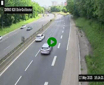 Webcam routière à hauteur de Bois-Guillaume en périphérie de Rouen. Vue orientée vers Rouen