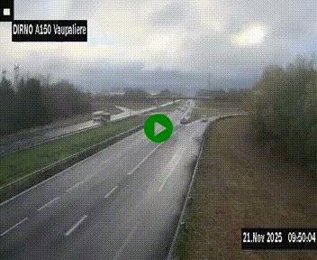 Webcam autoroute A150 à hauteur de La Vaupalière en périphérie de Rouen. Vue orientée vers Rouen