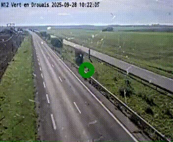 Webcam à hauteur de Vert-en-Drouais sur la N12, en périphérie de Dreux. Vue orientée vers Alençon
