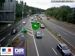 Caméra autoroute sur A6 - Valvert, près de Lyon, en direction de Paris, à hauteur de la sortie 36 Porte du Valvert