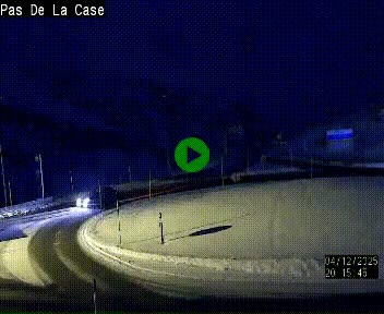 Webcam sur la N22 au niveau du poste frontière entre la France et Andorre à proximité de Pas de la Case à plus de 2000 mètres d'altitude