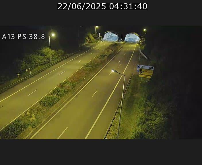 Webcam autoroute A13 à l'entrée ouest du tunnel Markusbierg à Schengen. Vue orientée vers Mondorf-les-Bains