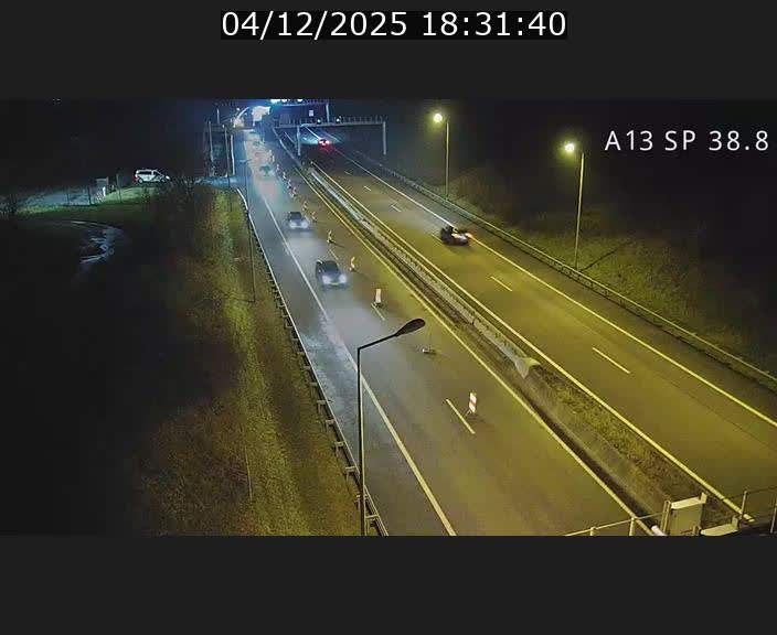 Webcam autoroute A13 à l'entrée ouest du tunnel Markusbierg à Schengen. Vue orientée vers le tunnel et l'Allemagne