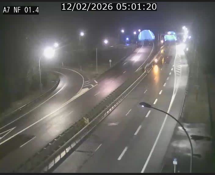 Caméra autoroute Luxembourg A7 - Echangeur Waldhaff - direction Tunnel Stafelter