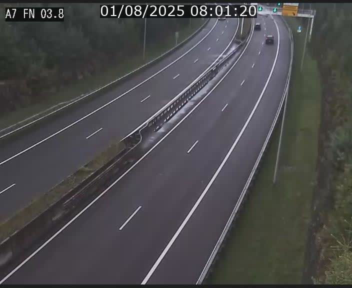 Caméra autoroute Luxembourg A7 - Passage à gibier Rëngelbour - direction Tunnel Stafelter