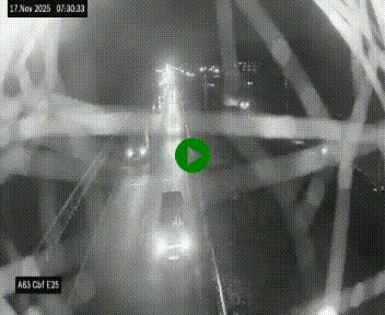 Webcam autoroute A63 en périphérie de Bordeaux au sud-est de la ville, en provenance du bassin d'Arcachon. Vue orientée vers Bordeaux