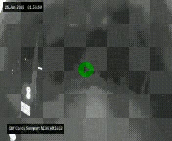 Webcam au col du Somport, côté français, sur la N134, dans les Pyrénées, en direction de l'Espagne, à 1632 mètres d'altitude
