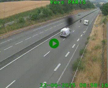 Caméra routière sur l'autoroute A20 à Saint-Hilaire-Bonneval, au sud de Limoges. Vue orientée vers Paris
