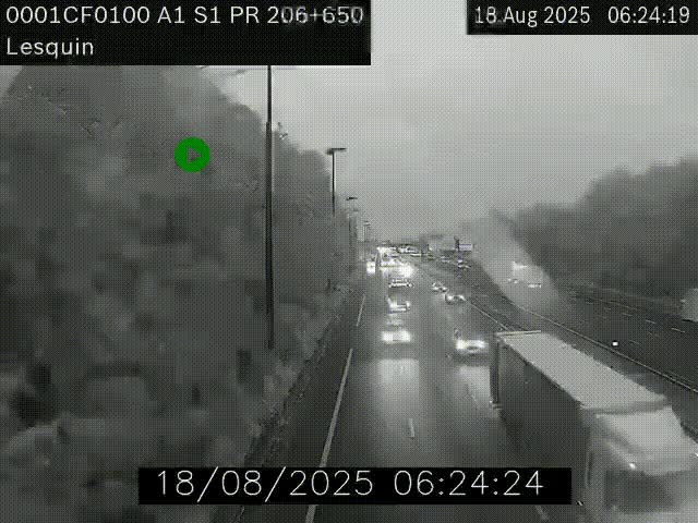 Webcam autoroute A1 à hauteur de Lesquin. Vue orientée vers Lille