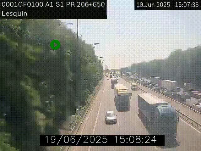 Webcam autoroute A1 à hauteur de Lesquin. Vue orientée vers Lille