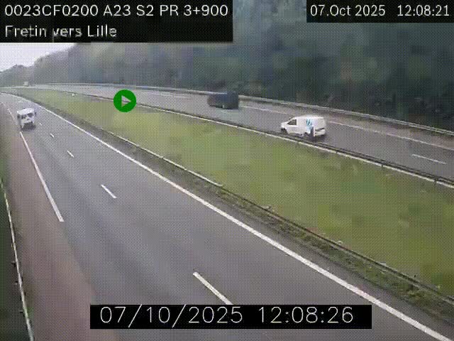 Webcam autoroute A23 à hauteur de Fretin. Vue orientée vers Lille