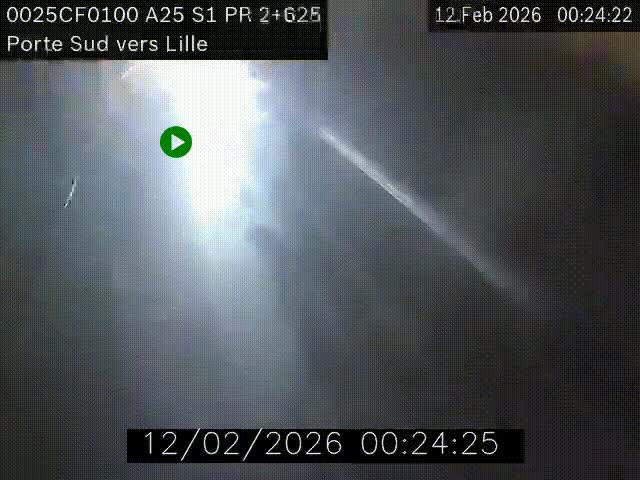Webcam autoroute A25 sur le périphérique de Lille à hauteur de Lille-Sud et la sortie 3 Faches-Thumesnil. Vue orientée vers Lille-Centre.