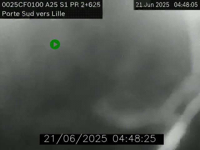 Webcam autoroute A25 sur le périphérique de Lille à hauteur de Lille-Sud et la sortie 3 Faches-Thumesnil. Vue orientée vers Lille-Centre.