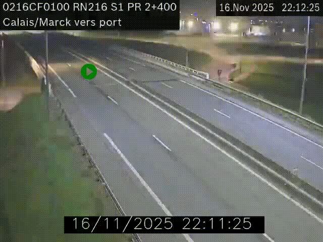 Webcam à Calais sur A216 (N216) en direction du port (harbour) de Calais.
