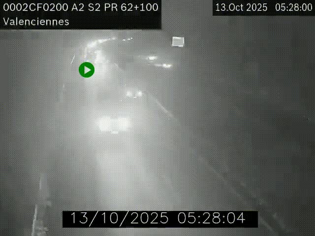 Webcam autoroute A2 à Valenciennes. Vue orientée vers Maubeuge et Mons (Belgique)