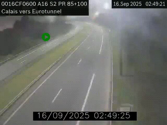 Webcam A16 à Calais en direction du Tunnel sous la Manche (Eurotunnel)