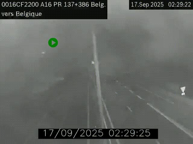 Webcam à la frontière franco-belge au niveau de Bray-Dunes/De-Panne sur l'autoroute A16. Vue orientée vers la Belgique