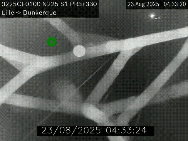 Webcam autoroute A25 (N225) à hauteur de Bergues (Bierne). Vue orientée vers Dunkerque.