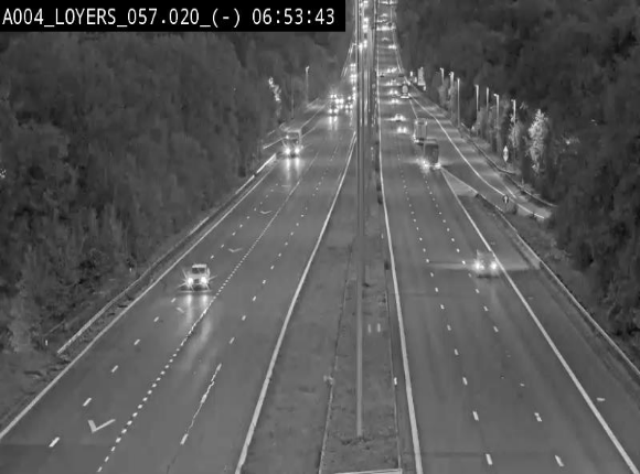 Webcam E411 au niveau du viaduc de Beez à Loyers, entre Champion et Warissoulx. Vue orientée vers Bruxelles