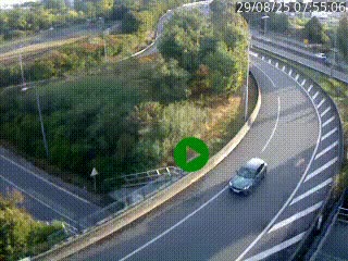 Caméra autoroute à la jonction entre l'A7 et la D301 (Boulevard urbain Sud de Lyon) à Feyzin, au sud de Lyon. Vue orientée vers Mions