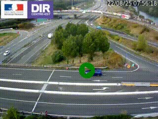 Webcam traffic à Grenoble-sud sur l'autoroute A480. Vue orientée vers l'entrée et la sortie de Grenoble