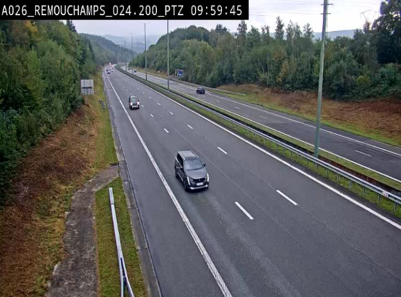 Webcam E25/A26 à Aywalle, à hauteur de Spa. Vue orientée vers Liège