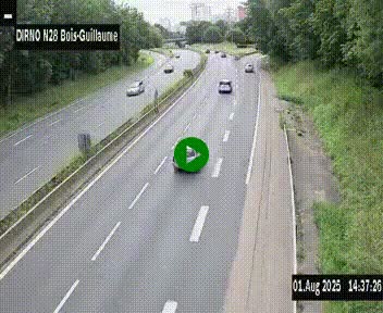 Webcam routière à hauteur de Bois-Guillaume en périphérie de Rouen. Vue orientée vers Rouen