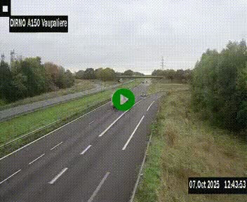 Webcam autoroute A150 à hauteur de La Vaupalière en périphérie de Rouen. Vue orientée vers Rouen
