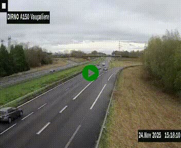 Webcam autoroute A150 à hauteur de La Vaupalière en périphérie de Rouen. Vue orientée vers Rouen