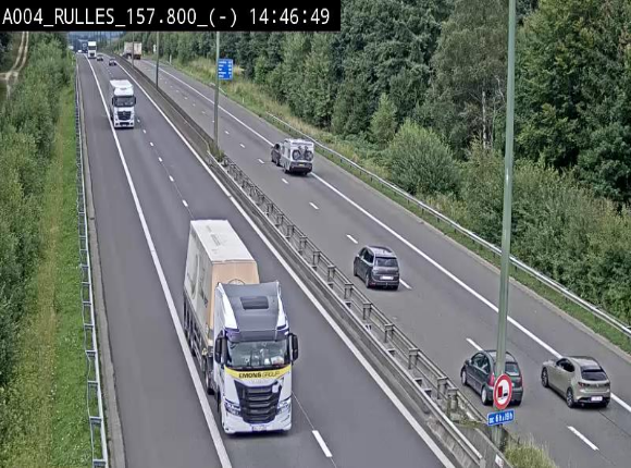 Webcam à Marbehan sur l'E411 à hauteur de la sortie 28a Rulles. Vue orientée vers Bruxelles