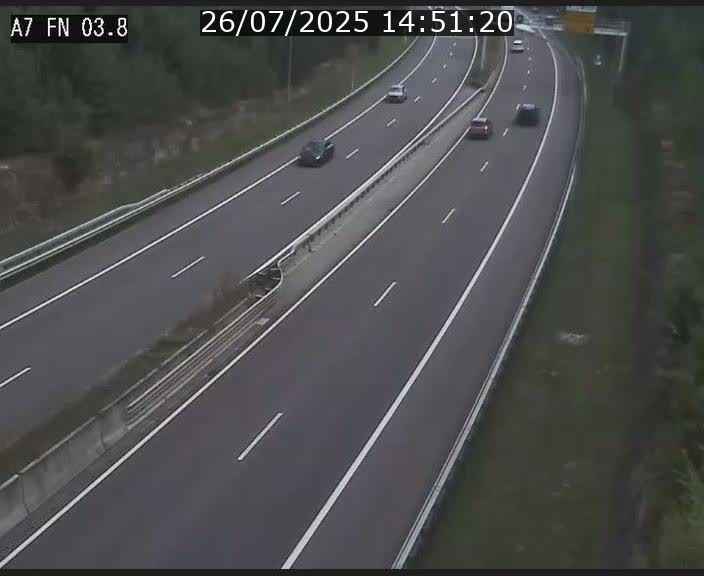 Caméra autoroute Luxembourg A7 - Passage à gibier Rëngelbour - direction Tunnel Stafelter