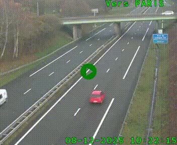 Caméra routière sur l'autoroute A20 au nord de Limoges, à la jonction avec la N520. Vue orientée vers Paris