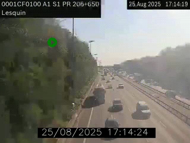 Webcam autoroute A1 à hauteur de Lesquin. Vue orientée vers Lille