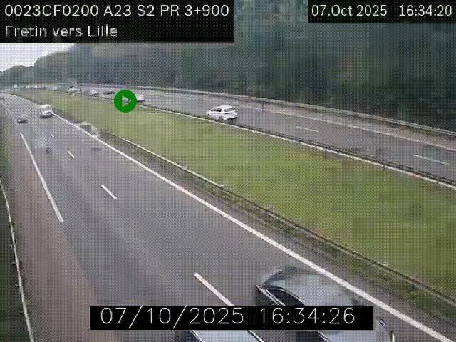 Webcam autoroute A23 à hauteur de Fretin. Vue orientée vers Lille