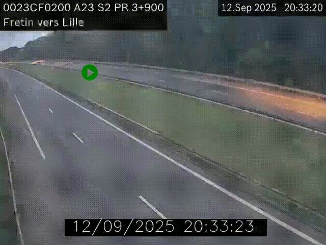 Webcam autoroute A23 à hauteur de Fretin. Vue orientée vers Lille