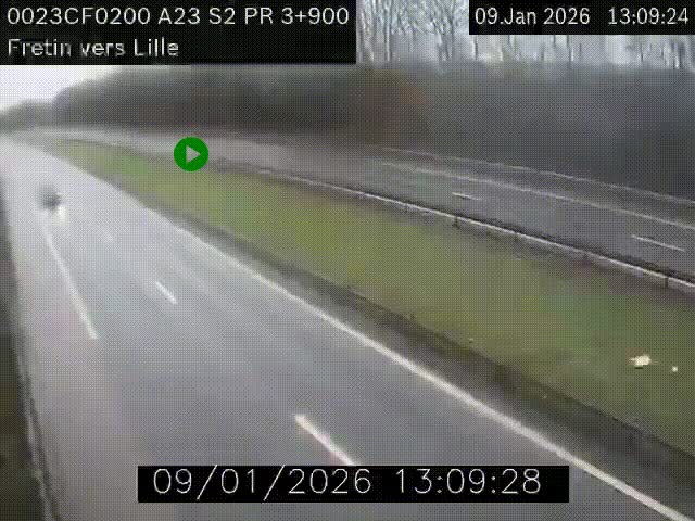 Webcam autoroute A23 à hauteur de Fretin. Vue orientée vers Lille