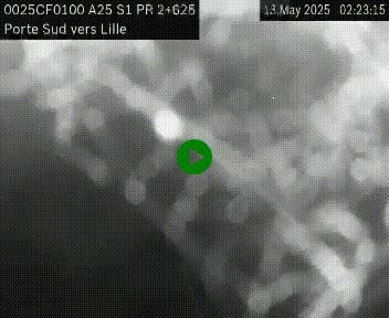 Webcam autoroute A25 sur le périphérique de Lille à hauteur de Lille-Sud et la sortie 3 Faches-Thumesnil. Vue orientée vers Lille-Centre.