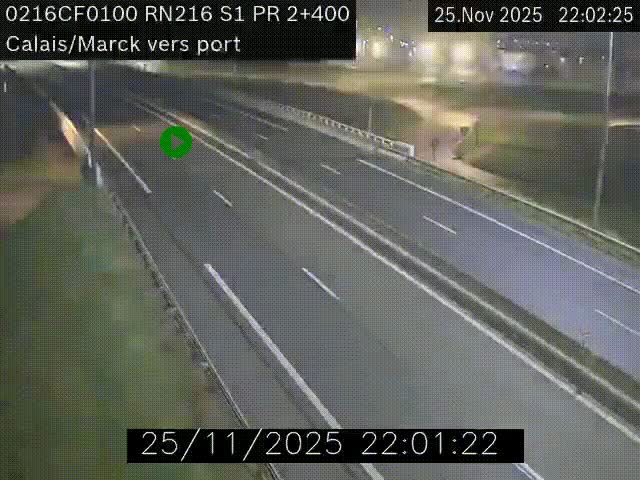 Webcam à Calais sur A216 (N216) en direction du port (harbour) de Calais.