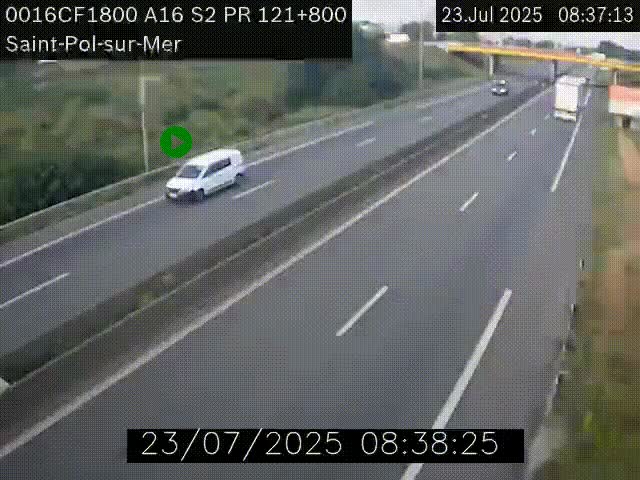 Webcam autoroute A16 à proximité de Dunkerque, à hauteur de la sortie Saint-Pol-sur-Mer. Vue orientée vers Calais