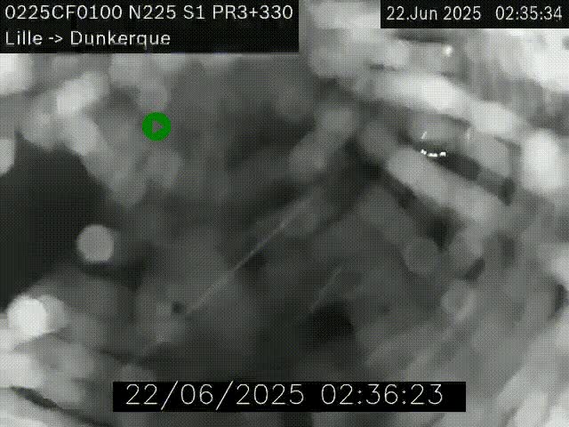 Webcam autoroute A25 (N225) à hauteur de Bergues (Bierne). Vue orientée vers Dunkerque.