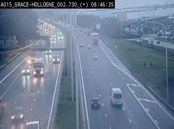 Webcam E42/A15 à Grâce-Hollogne, à proximité de la jonction avec l'A604. Vue orientée vers Namur