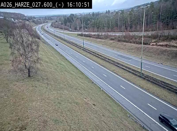 Webcam E25/A26 à Aywalle, à hauteur de la sortie Harzé. Vue orientée vers liège