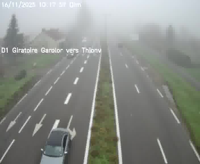 Webcam de surveillance sur D1 (France) à Ennery, cadrée vers Thionville, proposant une information routière utile aux déplacements quotidiens.