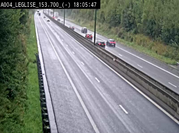 Webcam autoroute A4 (E411-E25) à Léglise, avant la jonction avec la N40. Vue orientée vers Bruxelles