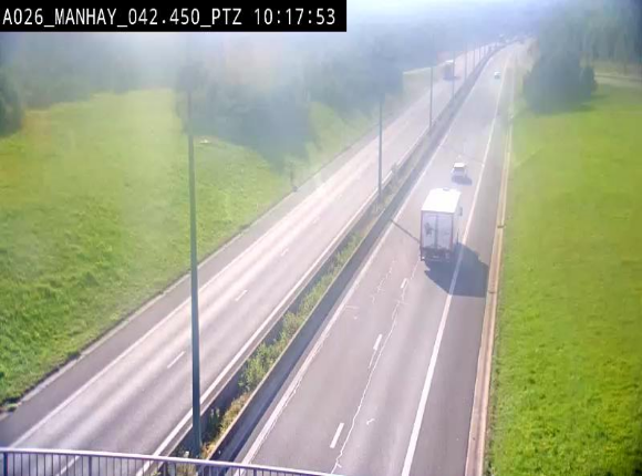 Webcam autoroute A26/E25 à hauteur de Manhay, à la jonction avec la N651 en direction de Liège - BK 42.4
